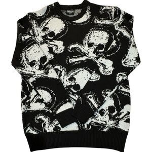 AOP Skull And Crossbones Sweater Size L Punk Rock Emo Goth RGSTR
